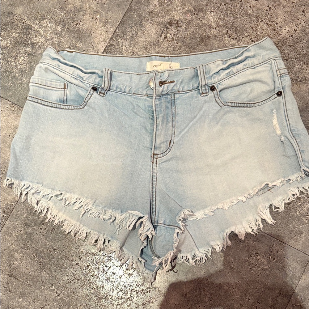 O’neil Light Blue Frayed Jean Shorts
